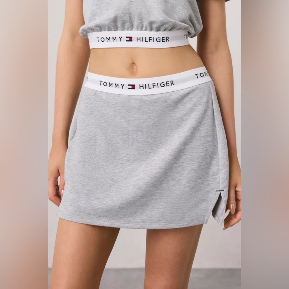 Urban Outfitters Out From Under X Tommy Hilfiger Knit Mini Skort Gray M NEW